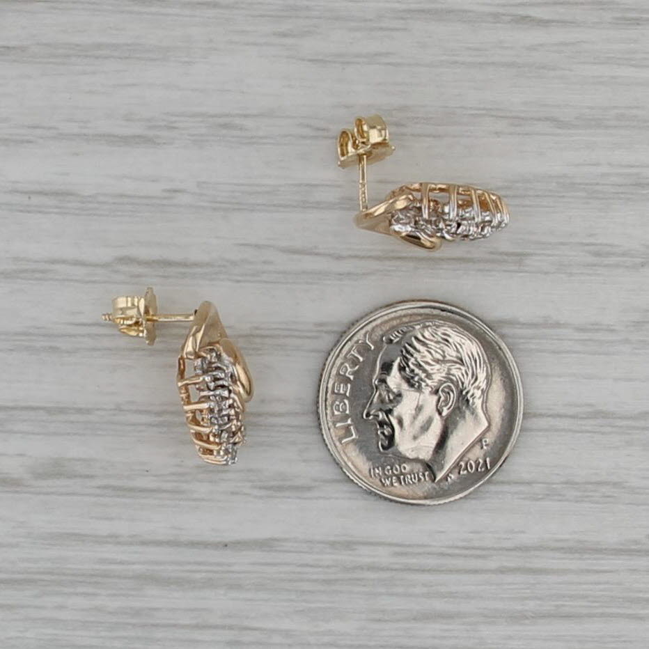 0.48ctw Diamond Swirl Stud Earrings 14k Yellow Gold Studs