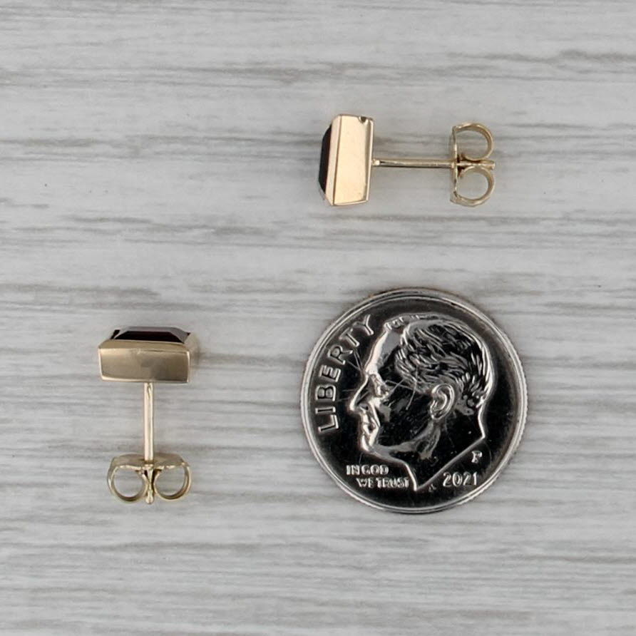 2.60ctw Garnet Stud Earrings 14k Yellow Gold Bezel Set Solitaire Square Studs