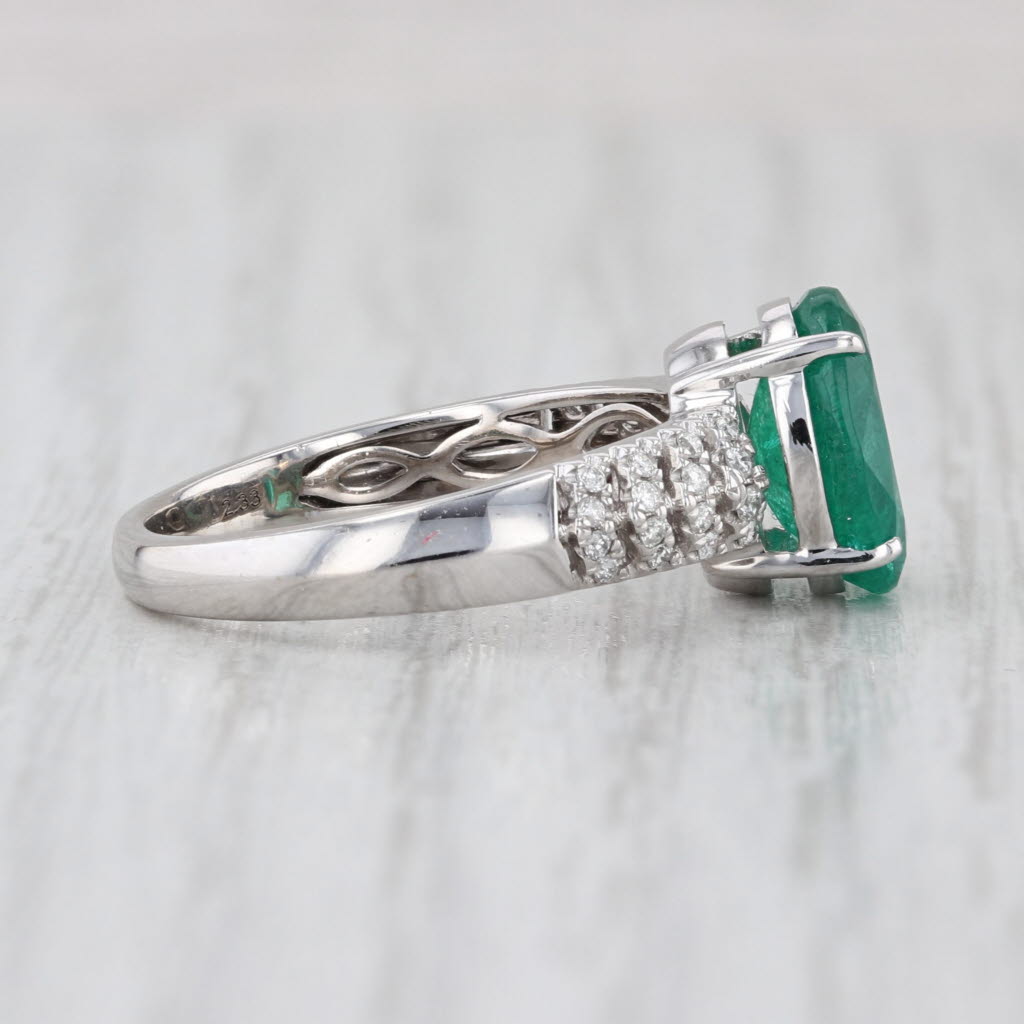 2.33ctw Oval Emerald Diamond Ring 14k White Gold Size 7.25 Engagement