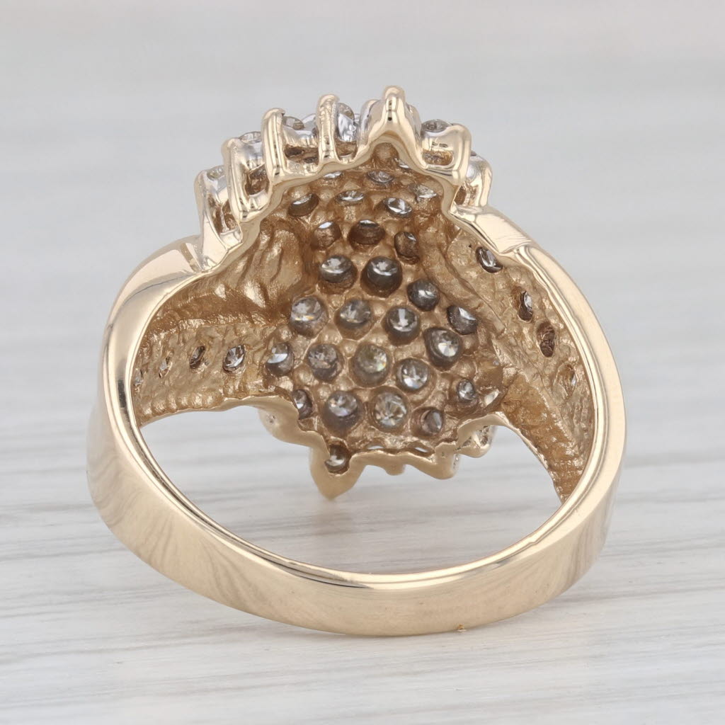 Light Gray 0.98ctw Diamond Cluster Bypass Ring 10k Yellow Gold Size 7 Cocktail