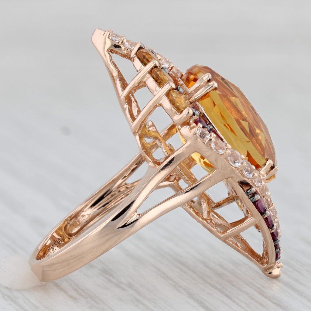 Gray Le Vian Crazy 9.32ctw Gemstone Cocktail Ring 14k Rose Gold Citrine Garnet Topaz