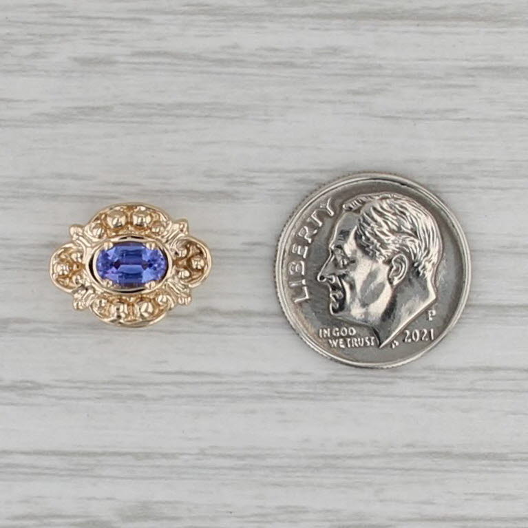 Old Victoria 0.50ct Tanzanite Slide Bracelet Charm 14k Yellow Gold Vintage