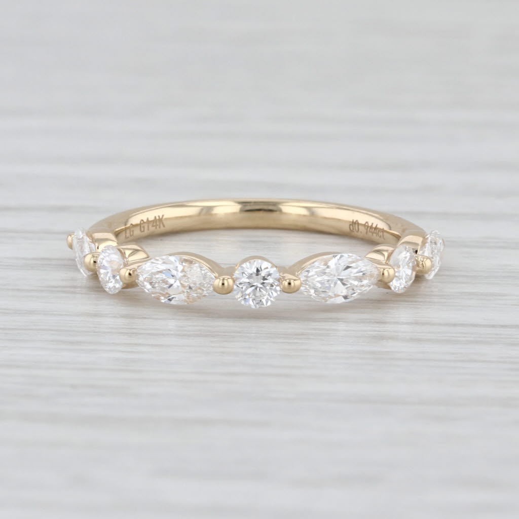 New 0.94ctw Lab Grown Diamond Wedding Band 14k Yellow Gold Sz 6.5 Stackable Ring