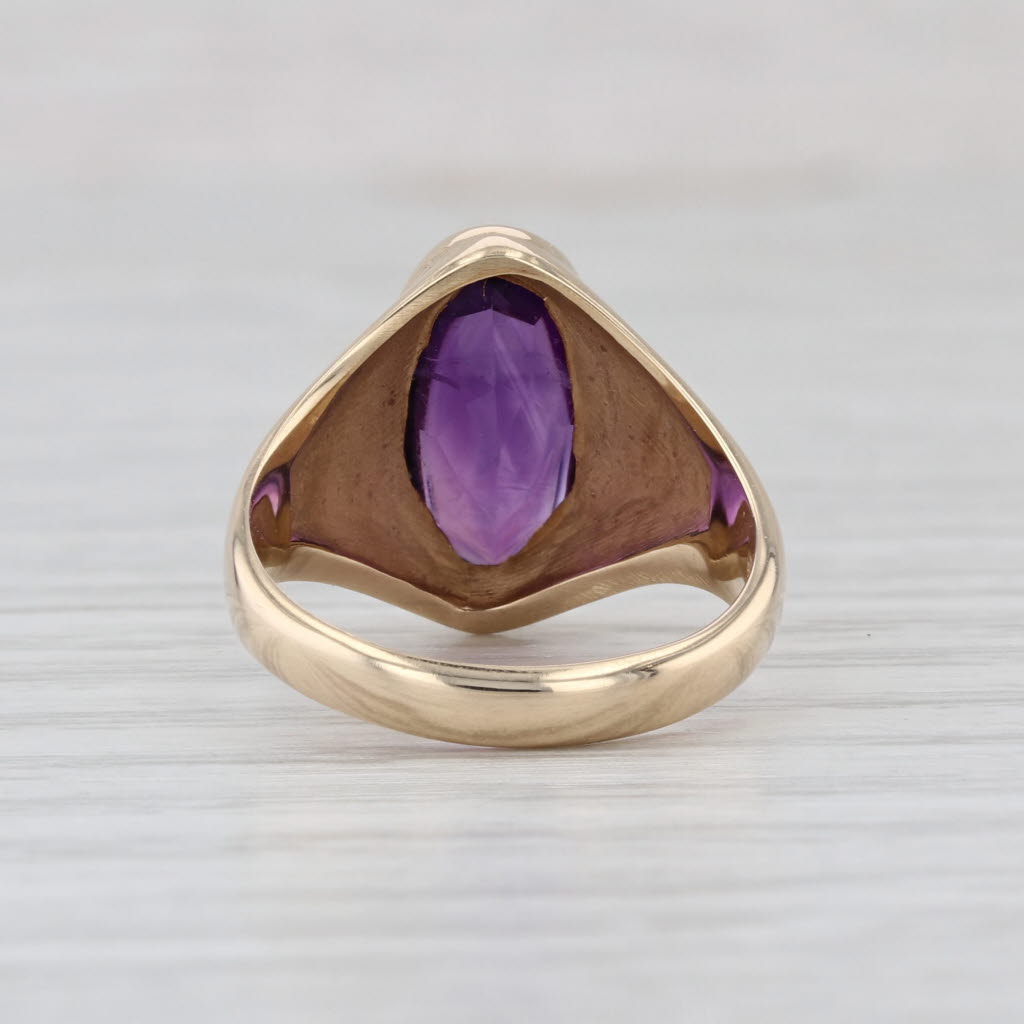 2.50ct Oval Amethyst Bezel Set Solitaire Ring 10k Yellow Gold Size 5