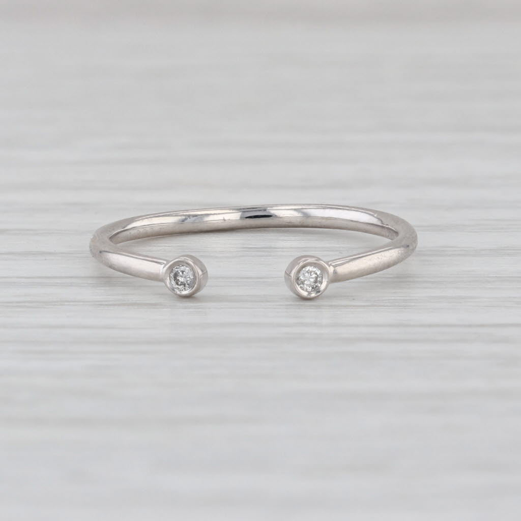Diamond Open Top Ring 14k White Gold Size 5.5 Adjustable Size Stackable Band
