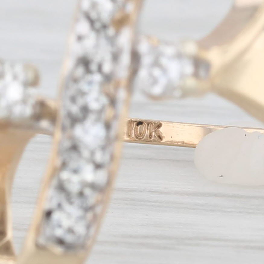Light Gray Diamond Ribbon Ring 10k Yellow Gold Size 6.5 Bypass