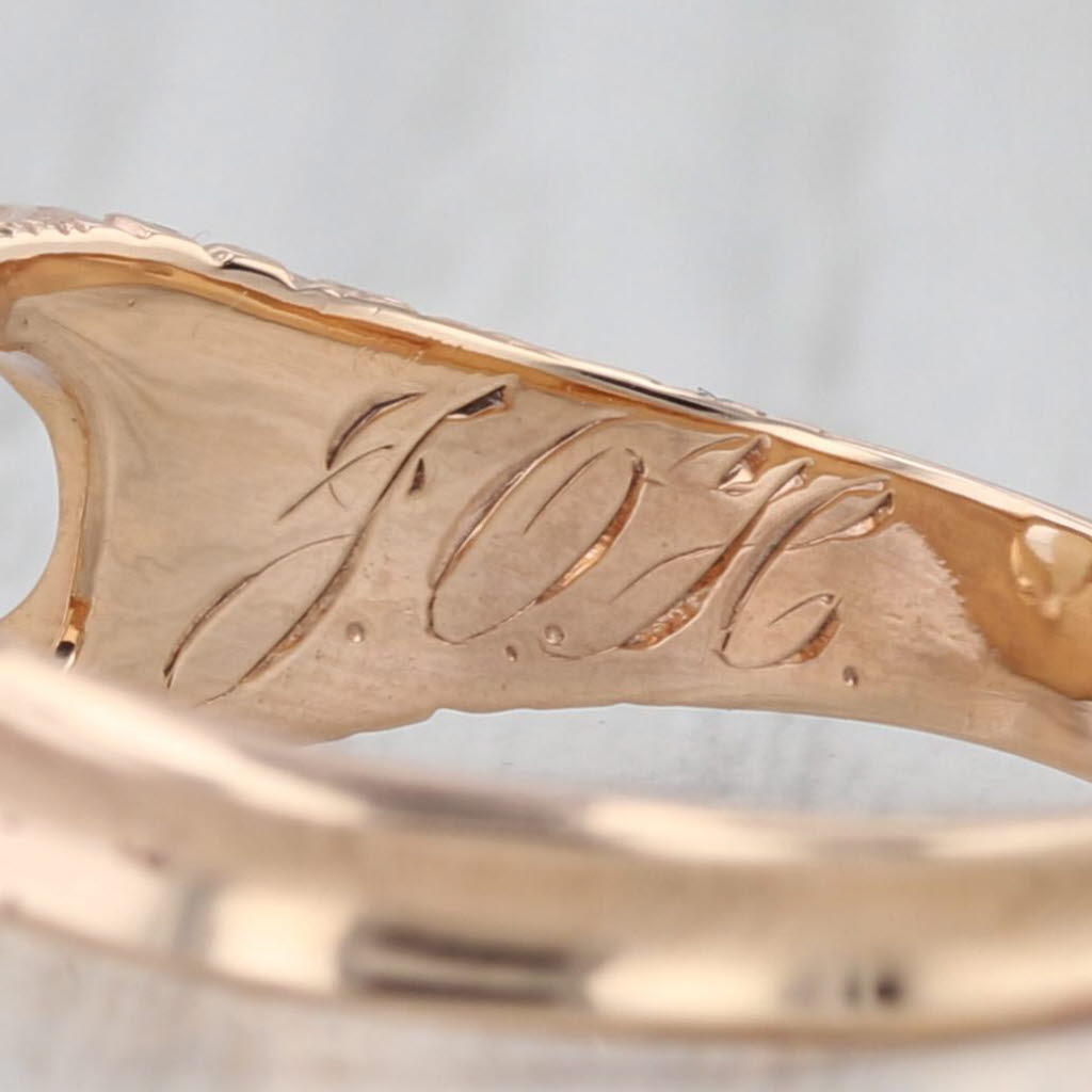 Antique Oval Opal Cabochon Ornate Ring 10k Yellow Gold Size 7.75-8