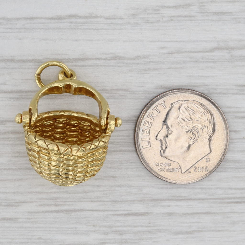 Gray Nantucket Basket Charm Bill Rowe Souvenir Pendant 18k Yellow Gold
