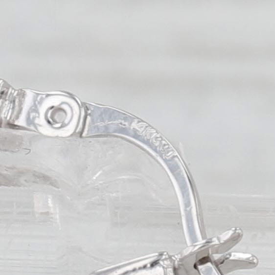 Light Gray Etched Pattern Hoop Earrings 14k White Gold 20.4 x 3.1mm Round Hoops