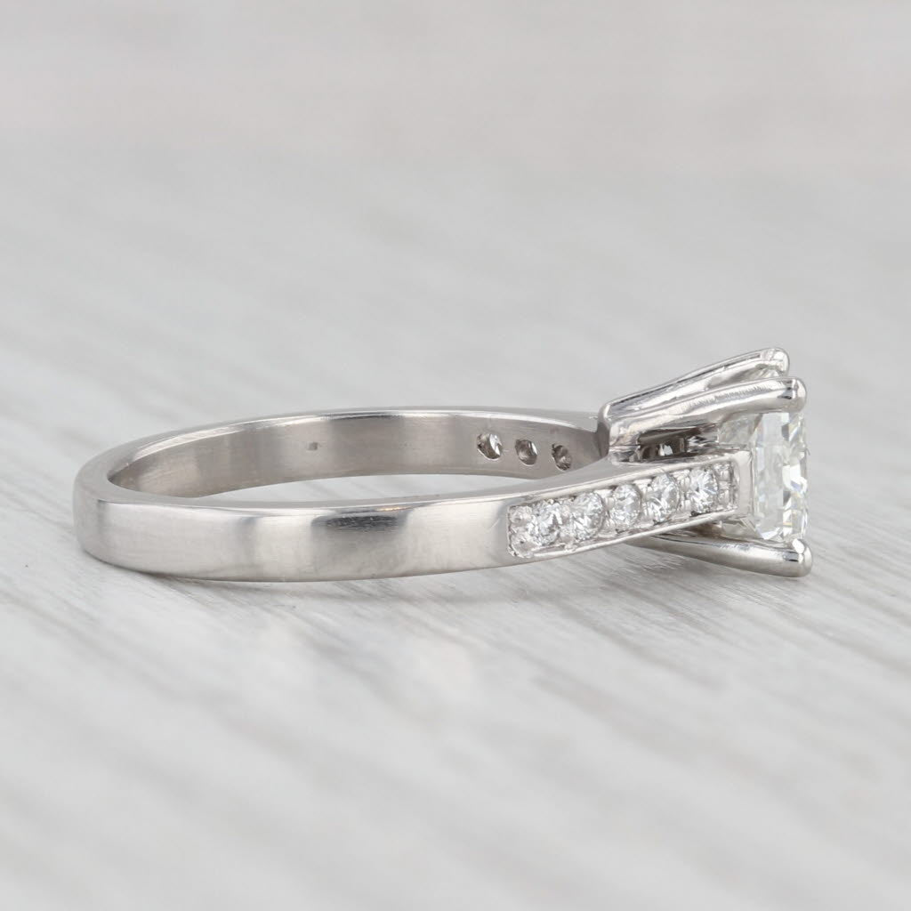 Light Gray 1.30ctw Diamond Engagement Ring Platinum VS1 H GIA Size 6 Cathedral Band