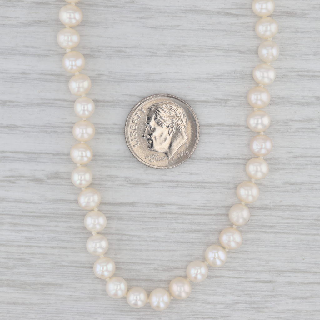 18.75" Cultured Pearl Necklace 10k Gold Clasp 4.7-5.6mm Graduated Single Strand