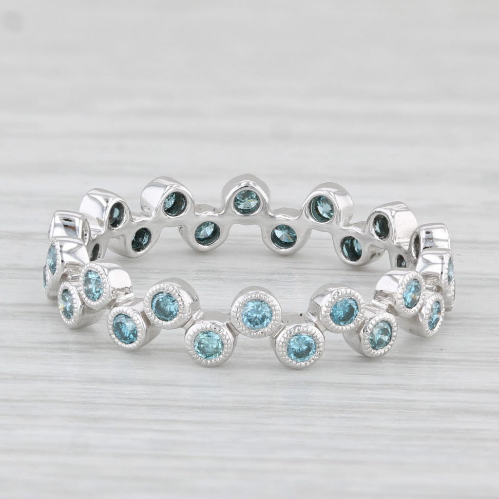 Light Gray New Beverley K 0.50ctw Blue Diamond Bubbles Ring 18k White Gold Sz 6.5 Stackable