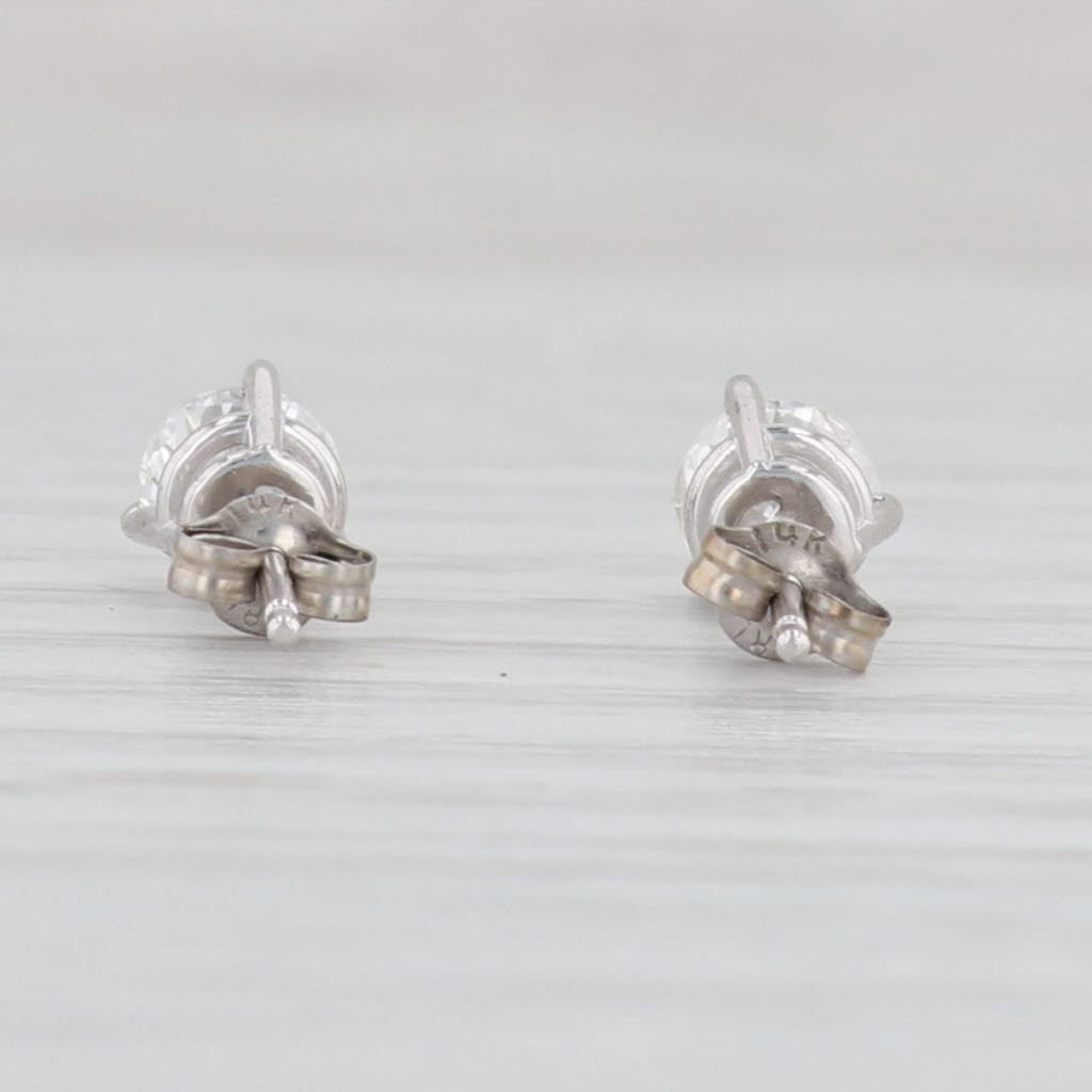 Light Gray 0.80ctw Round Solitaire Diamond Stud Earrings 14k White Gold