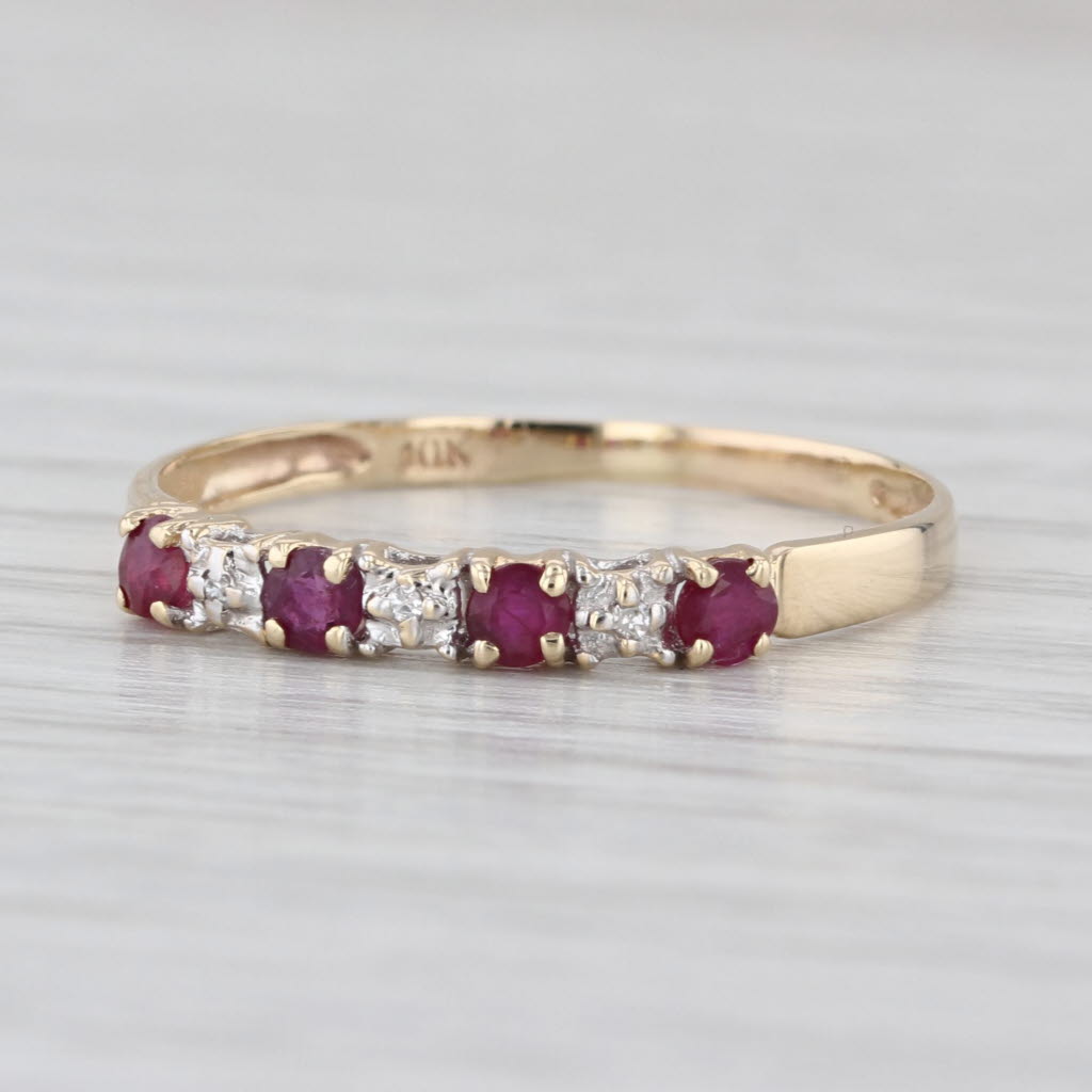 0.30ctw Ruby Diamond Stackable Ring 10k Yellow Gold Size 8.75 Bridal