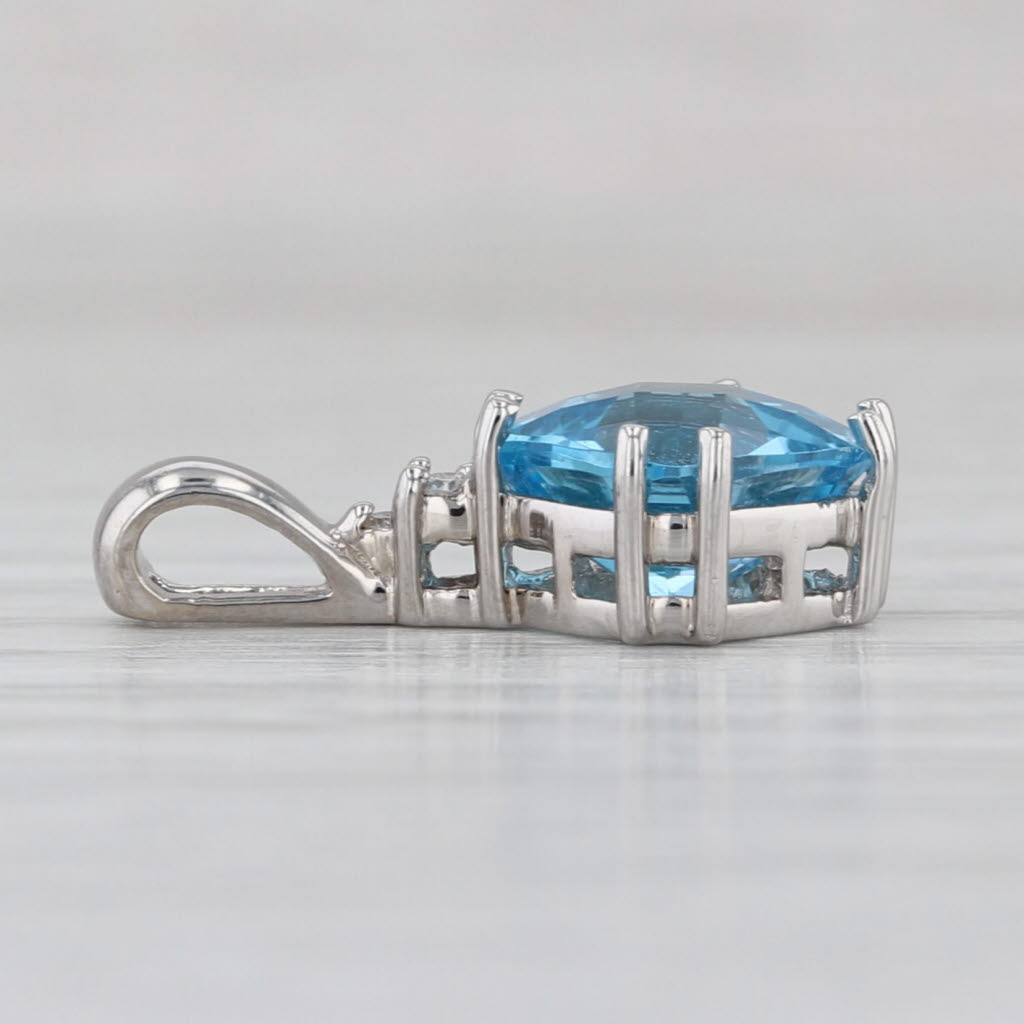 2.72ctw Blue Topaz Diamond Pendant 14k White Gold Small Drop