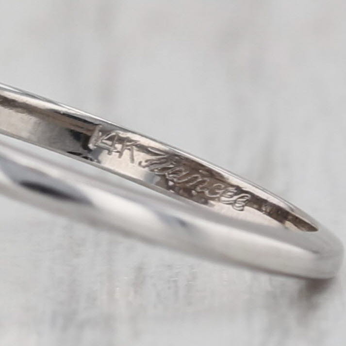 0.20ctw Diamond 3-Stone Marquise Halo Ring 14k White Gold Size 6.25