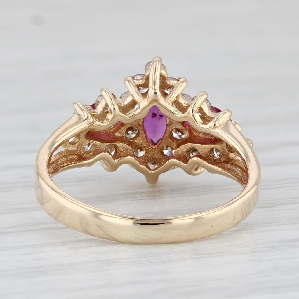 Light Gray 1.12ctw Marquise Ruby Diamond Halo Ring 14k Yellow Gold Size 5.25