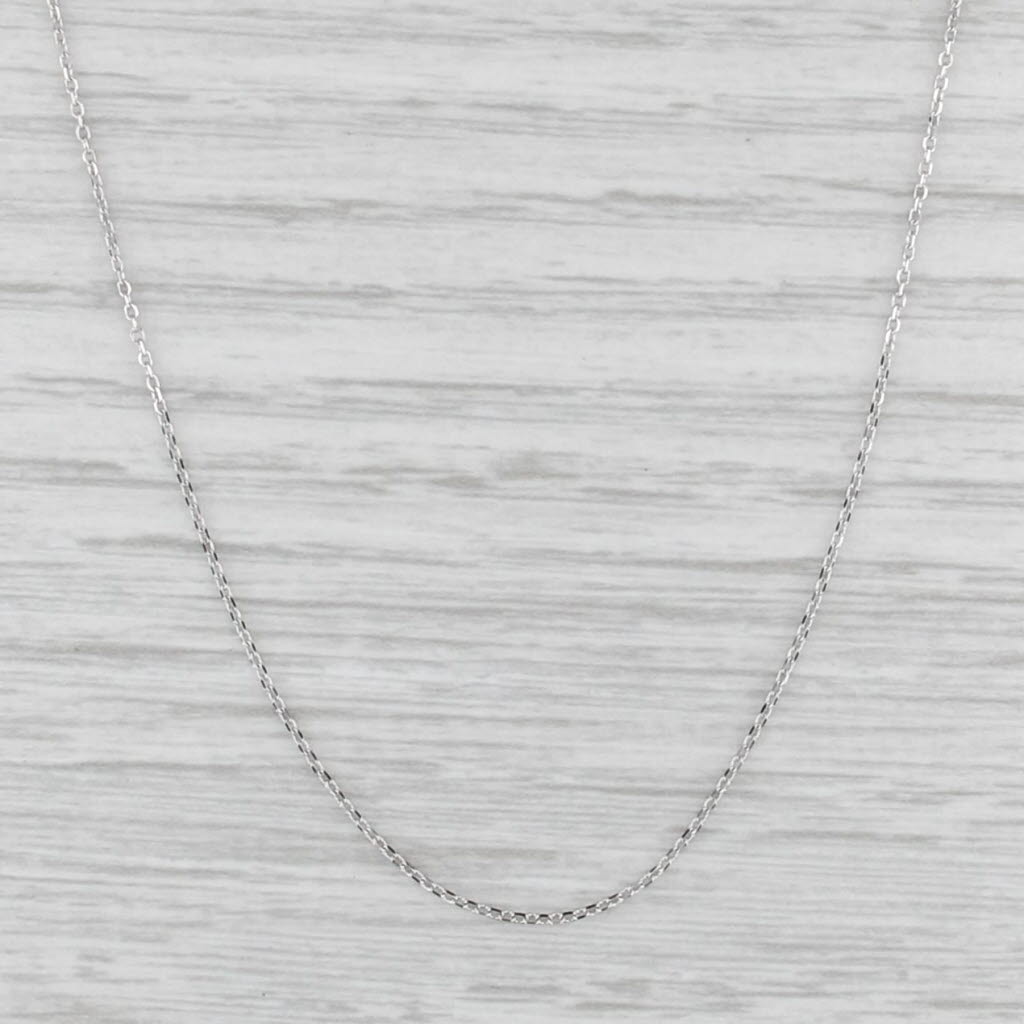 New Adjustable Diamond Cut Cable Chain Necklace 14k White Gold 16-18" 0.8mm