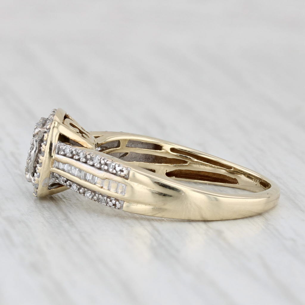 Light Gray 0.16ctw Diamond Halo Engagement Ring 10k Yellow Gold Size 7