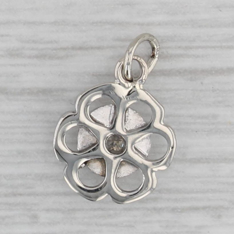 Gray 0.15ctw Round Solitaire Diamond Pendant 14k White Gold Charm small Drop