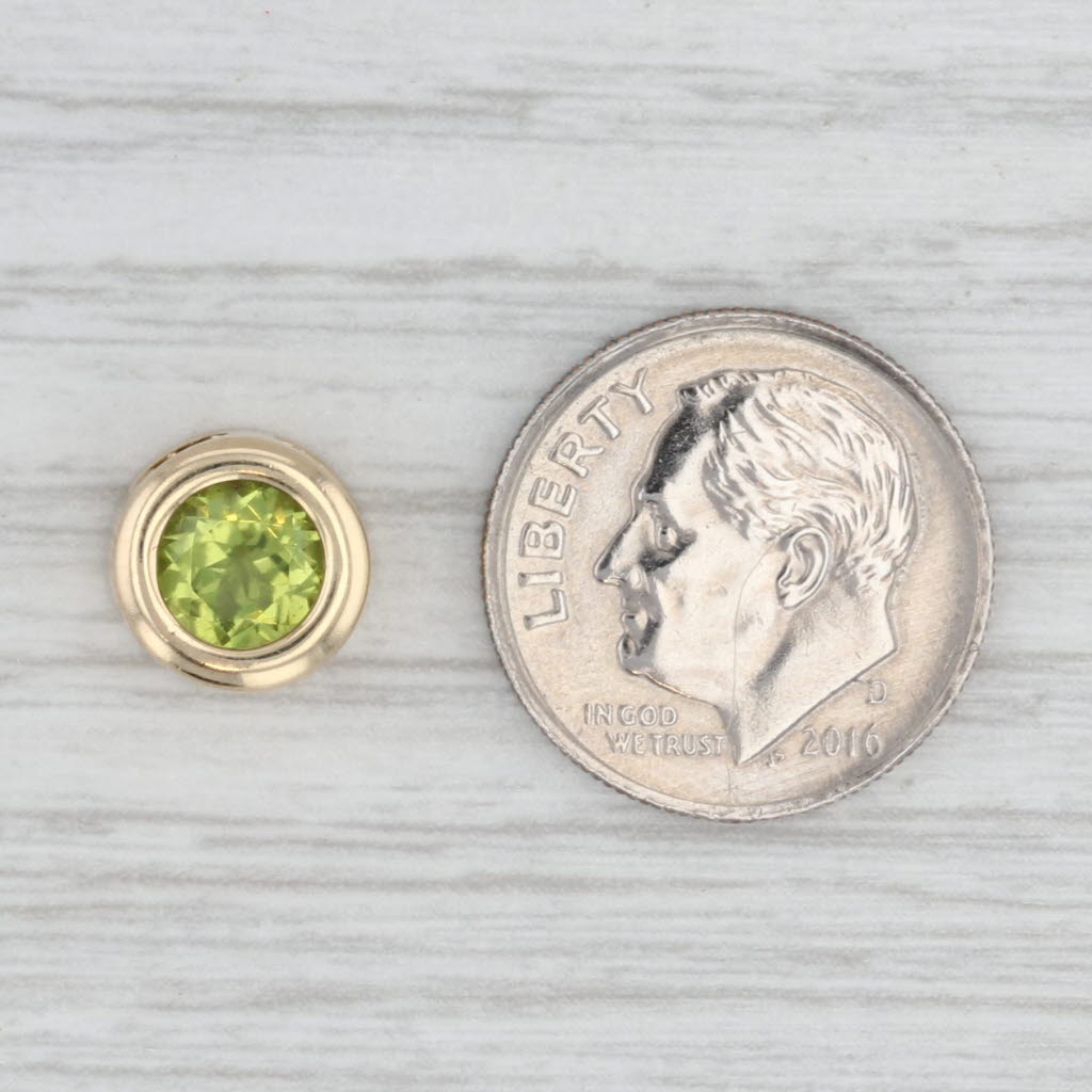 0.90ct Peridot Solitaire Slide Charm Pendant 14k Yellow Gold