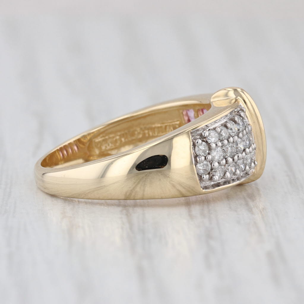 0.95ctw White Diamond Pink Sapphire 14k Yellow Gold Size 7
