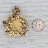Antique Floral Picture Brooch 14k-20k Gold Glass 1800s Pin Opens Crowned Wreath
