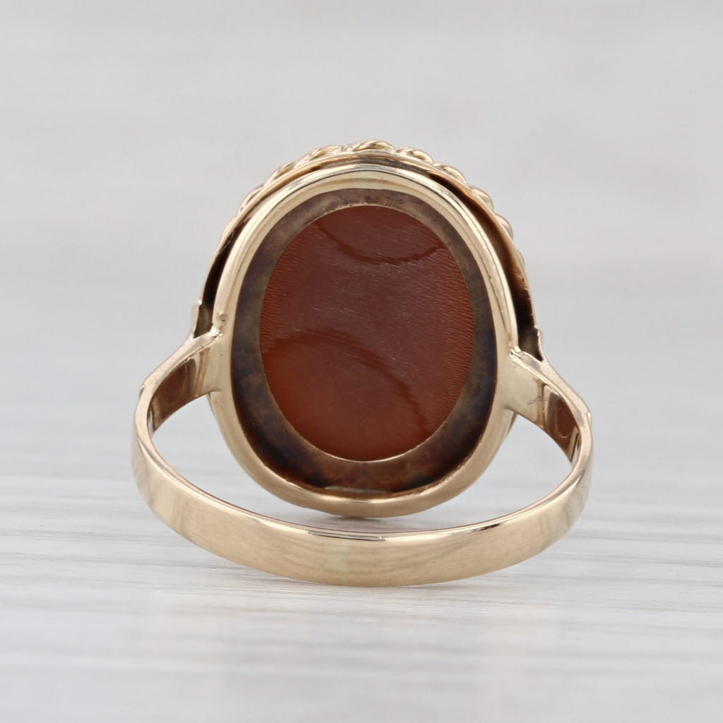 Vintage Shell Cameo Ring 12k Yellow Gold Size 5.5 Figural Carving
