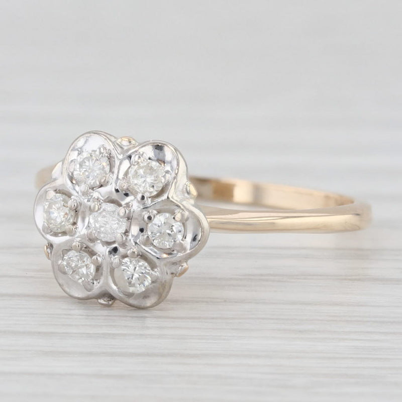 Vintage 0.20ctw Diamond Flower Cluster Engagement Ring 14k Gold Size 7