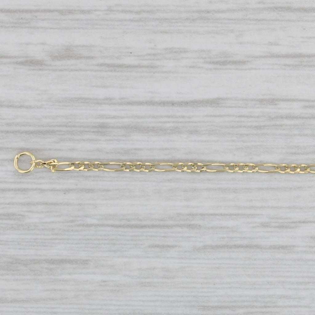 Gray New Figaro Chain Necklace 14k Yellow Gold 16" 1.3mm