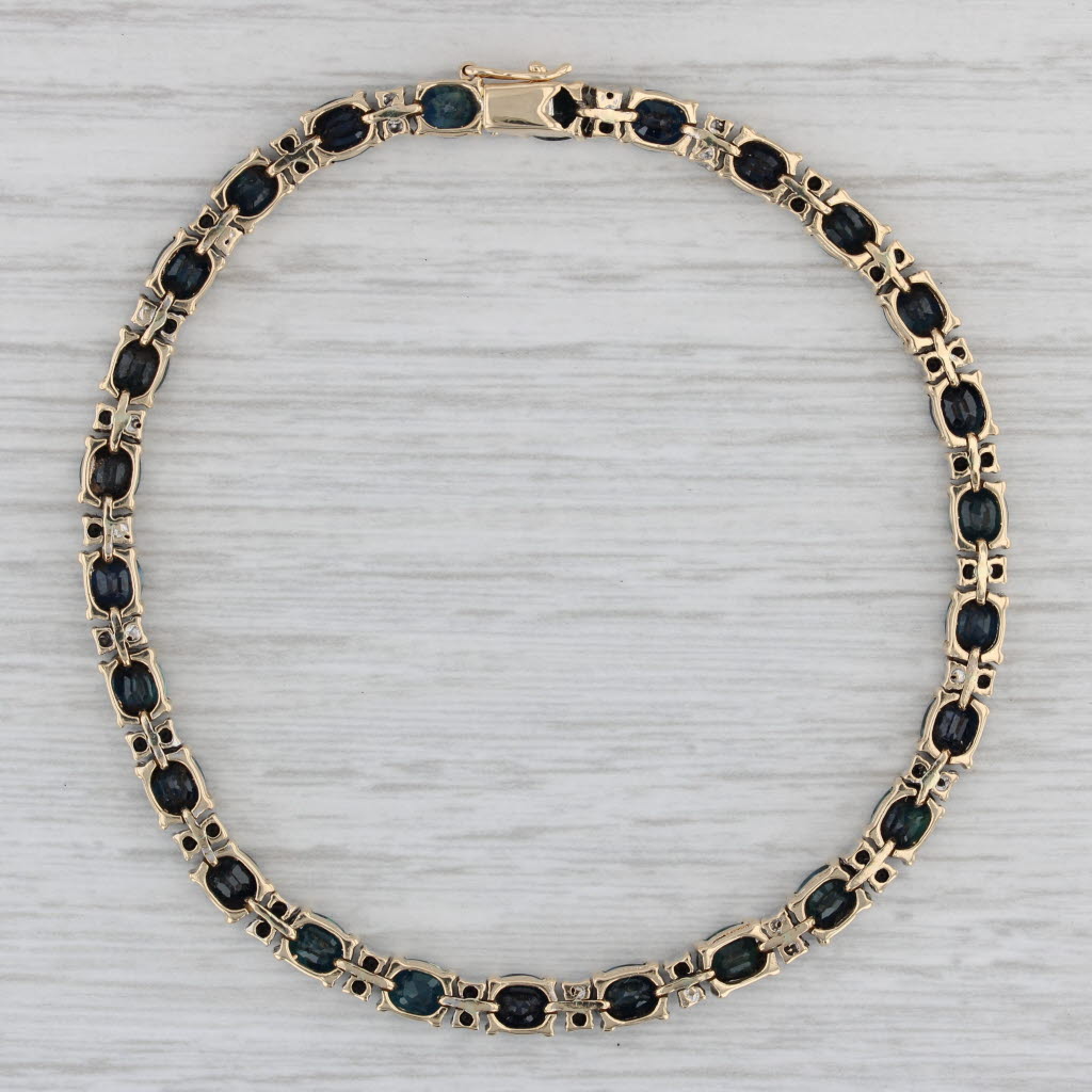 Gray 8.25ctw Blue Sapphire Tennis Bracelet 14k Yellow Gold 7.5" 4.2mm