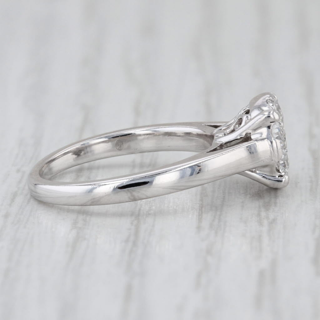 0.96ctw Diamond Cluster Engagement Ring 14k White Gold Size 7.5 Cathedral Band