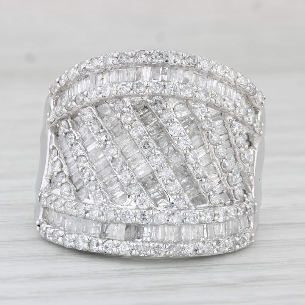 Light Gray 3ctw Diamond Cocktail Ring 10k White Gold Size 10.75