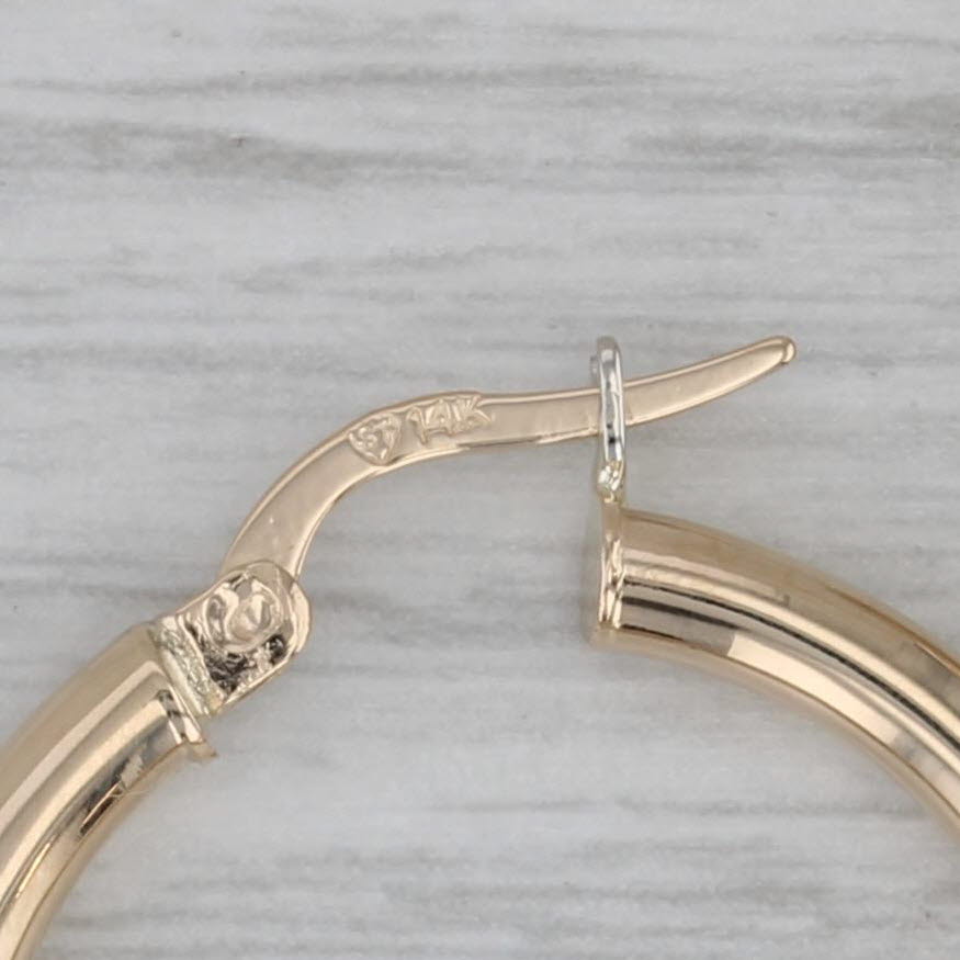 Gray Round Classic Hoop Earrings 14k Yellow Gold Snap Top 27.8 x 2.8mm