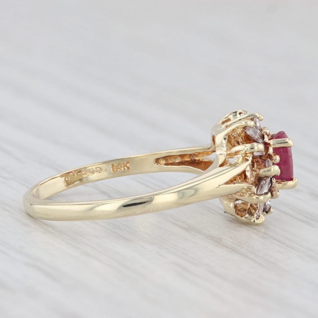 Light Gray Ruby Diamond Halo Ring 14k Yellow Gold Size 6.5