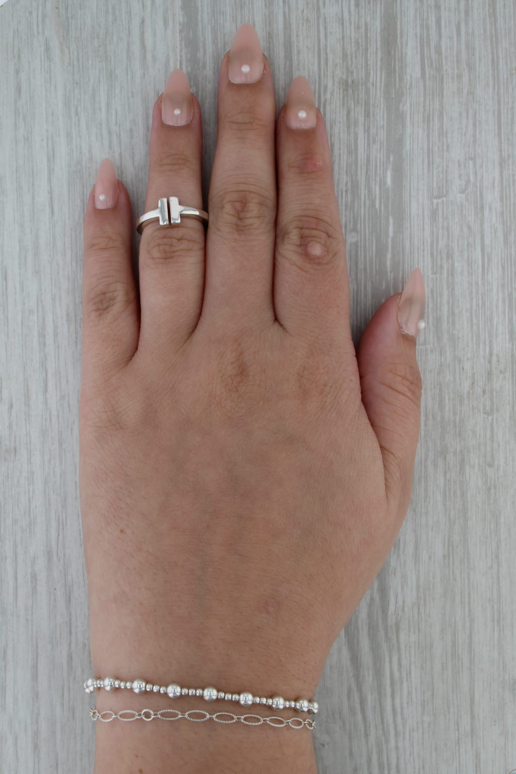 Tiffany T Square Ring Sterling Silver w/ Pouch Size 5 Adjustable