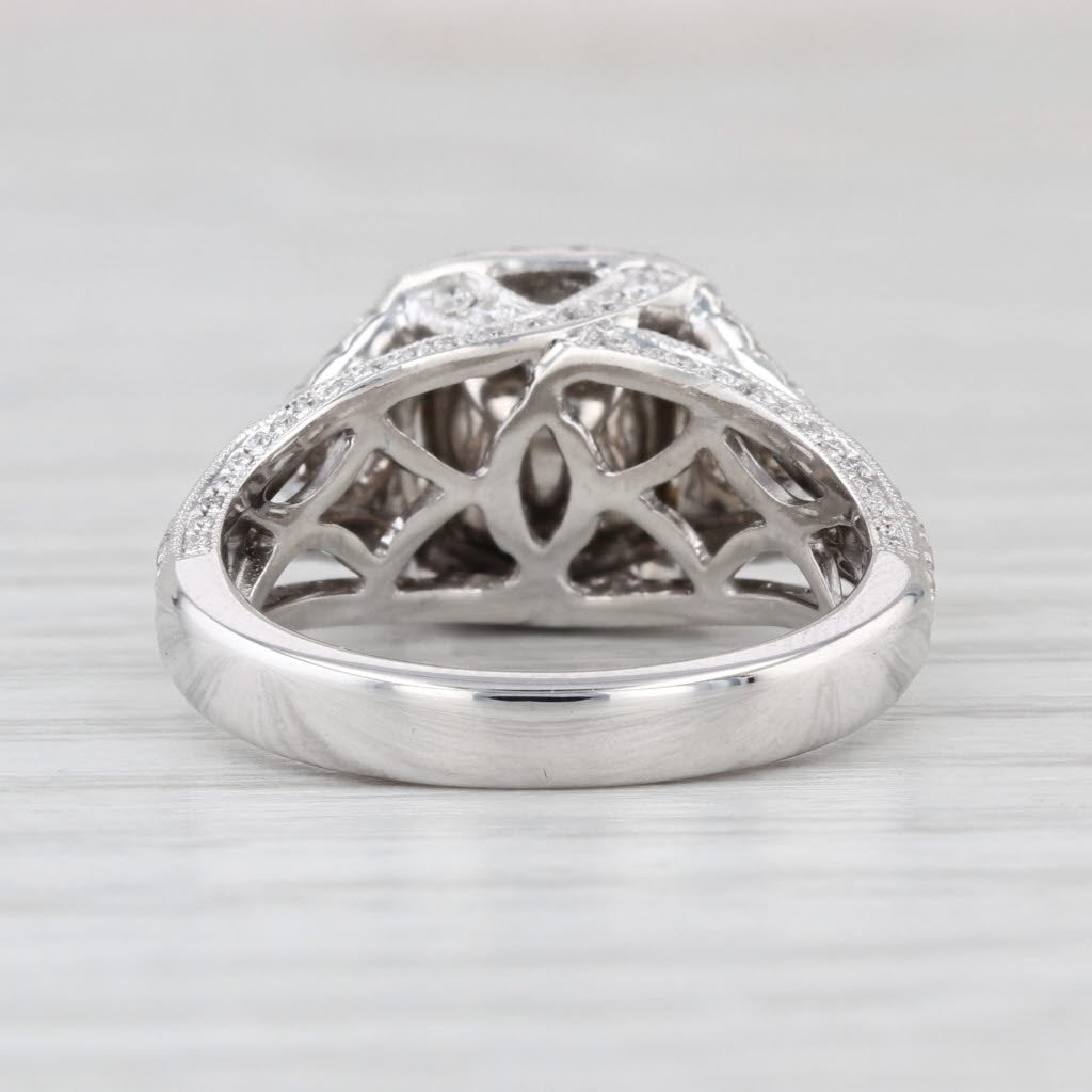 2.46ctw Cushion Diamond Halo Engagement Ring 18k White Gold Size 5.25 GIA