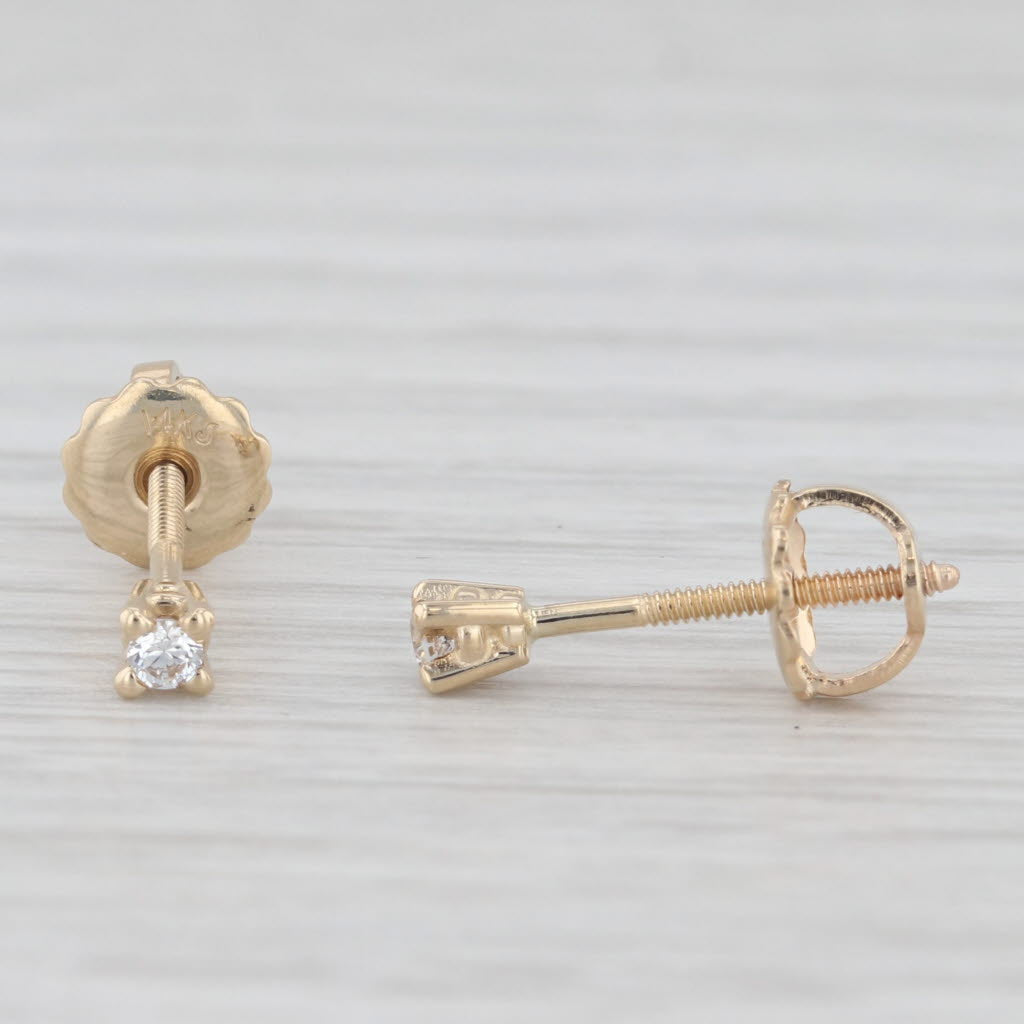 Light Gray Round Cubic Zirconia Solitaire Stud Earrings 14k Yellow Gold