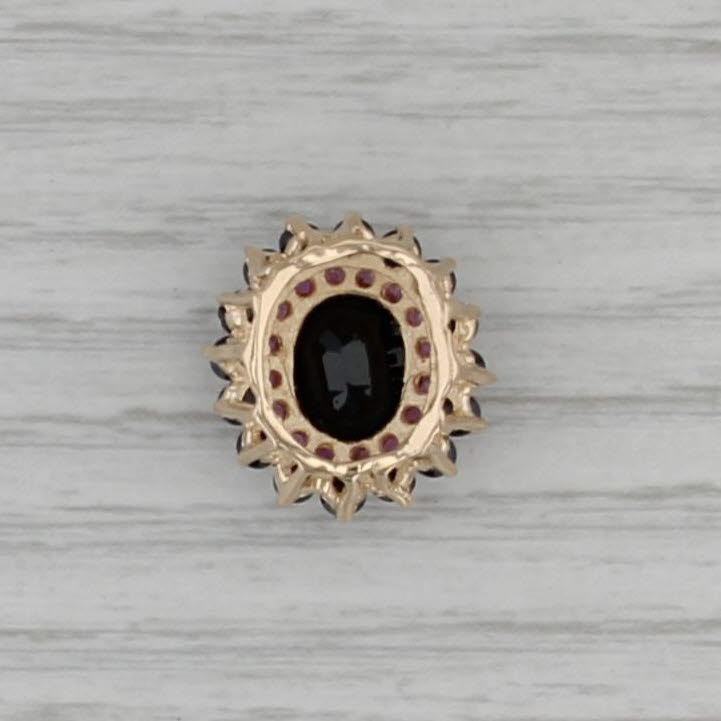 5ctw Black Sapphire Ruby Flower Pendant Slide Charm 14k Yellow Gold