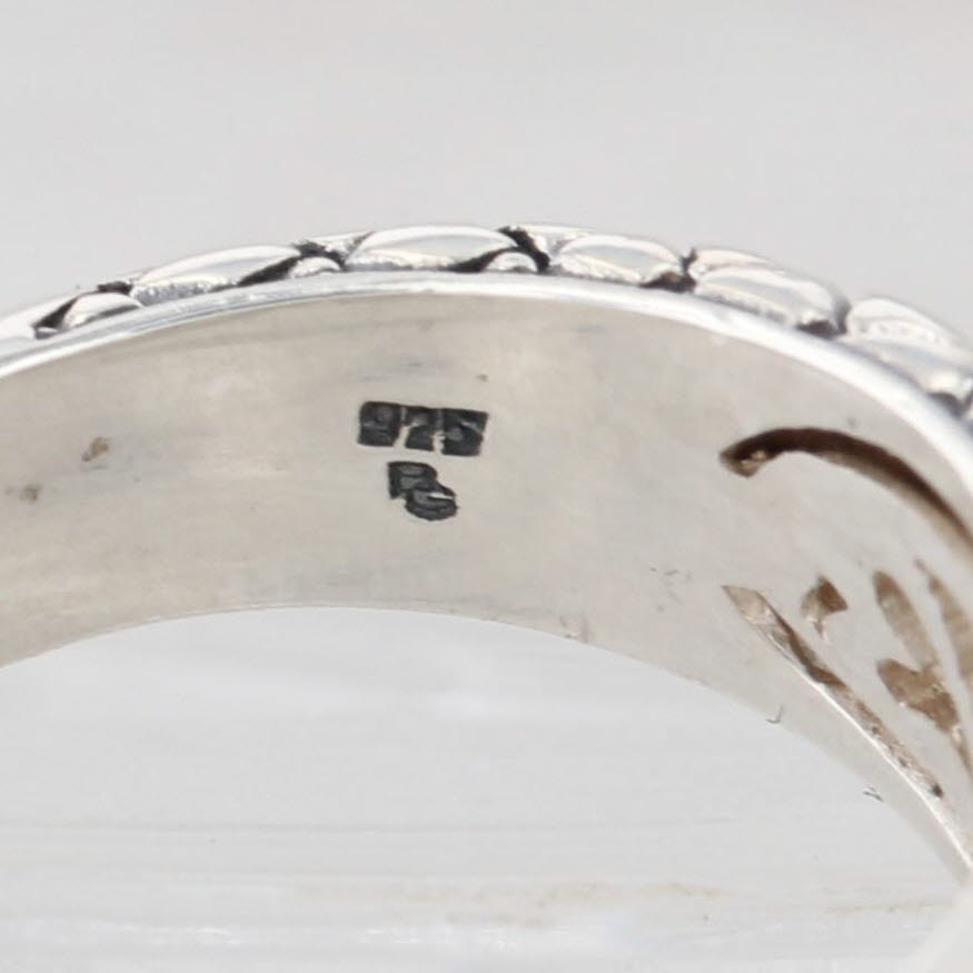 Light Gray Onyx 0.10ctw Diamond Basketweave Ring Sterling Silver Size 6.5 Scott Kay