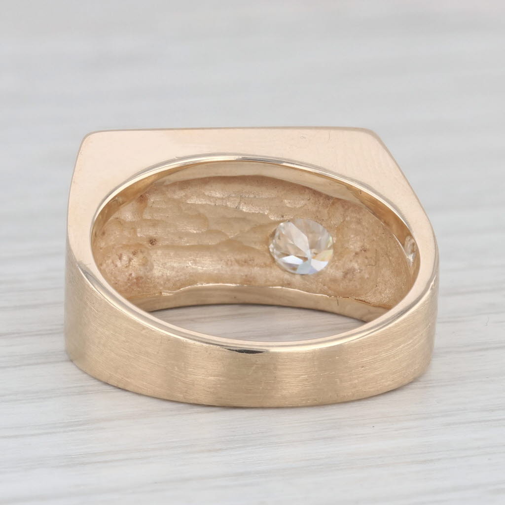 Light Gray Men's Diamond Solitaire Nugget Ring 14k 18k Yellow Gold Size 10