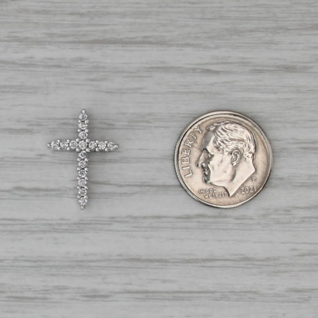 0.25ctw Diamond Cross Pendant 14k White Gold Floating Small Drop