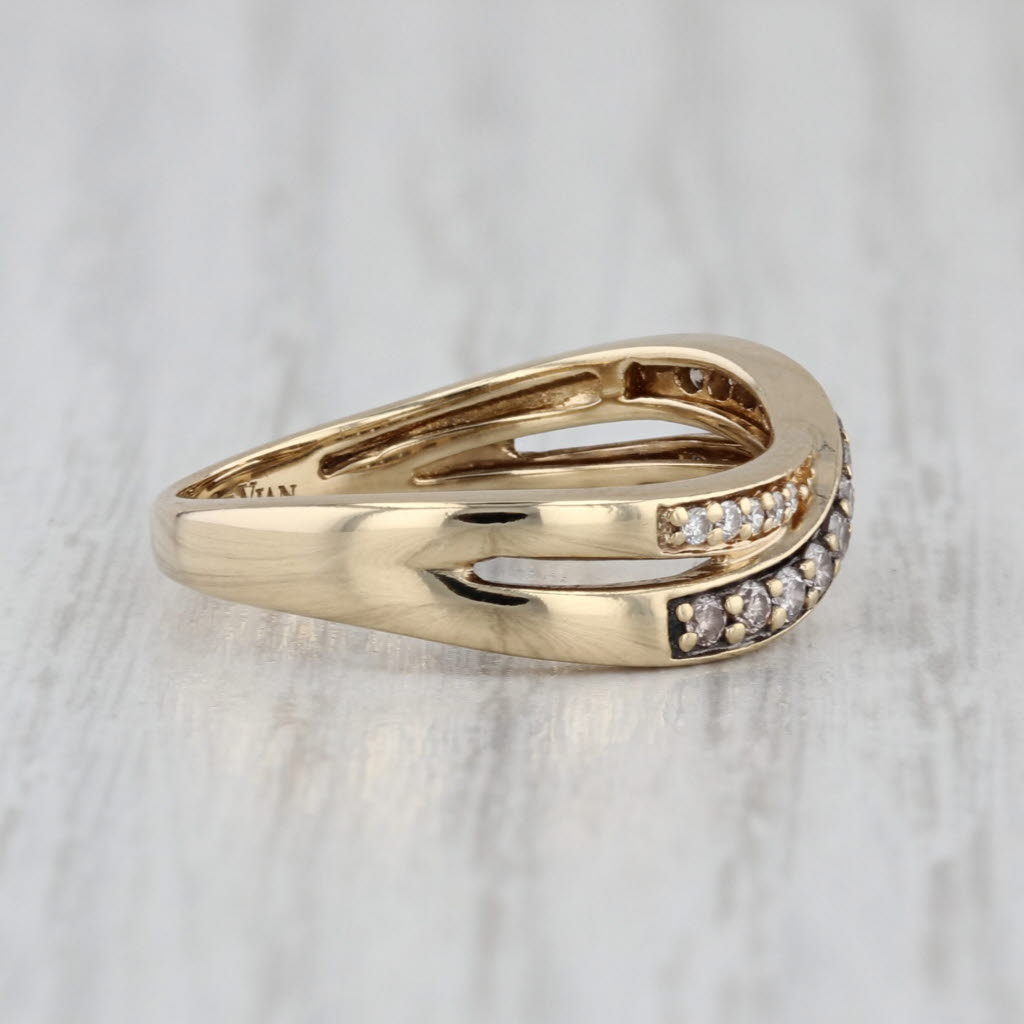 Le Vian 0.23ctw Diamond Cross Over Ring 14k Yellow Gold Size 6.75 Stackable Band