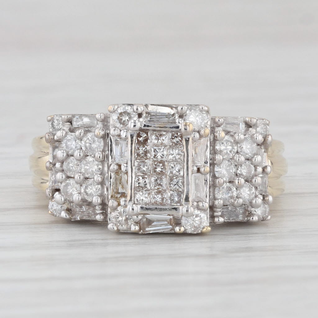 Light Gray 1.03ctw Diamond Clusters Ring 14k Gold Size 6 Heart Bridge