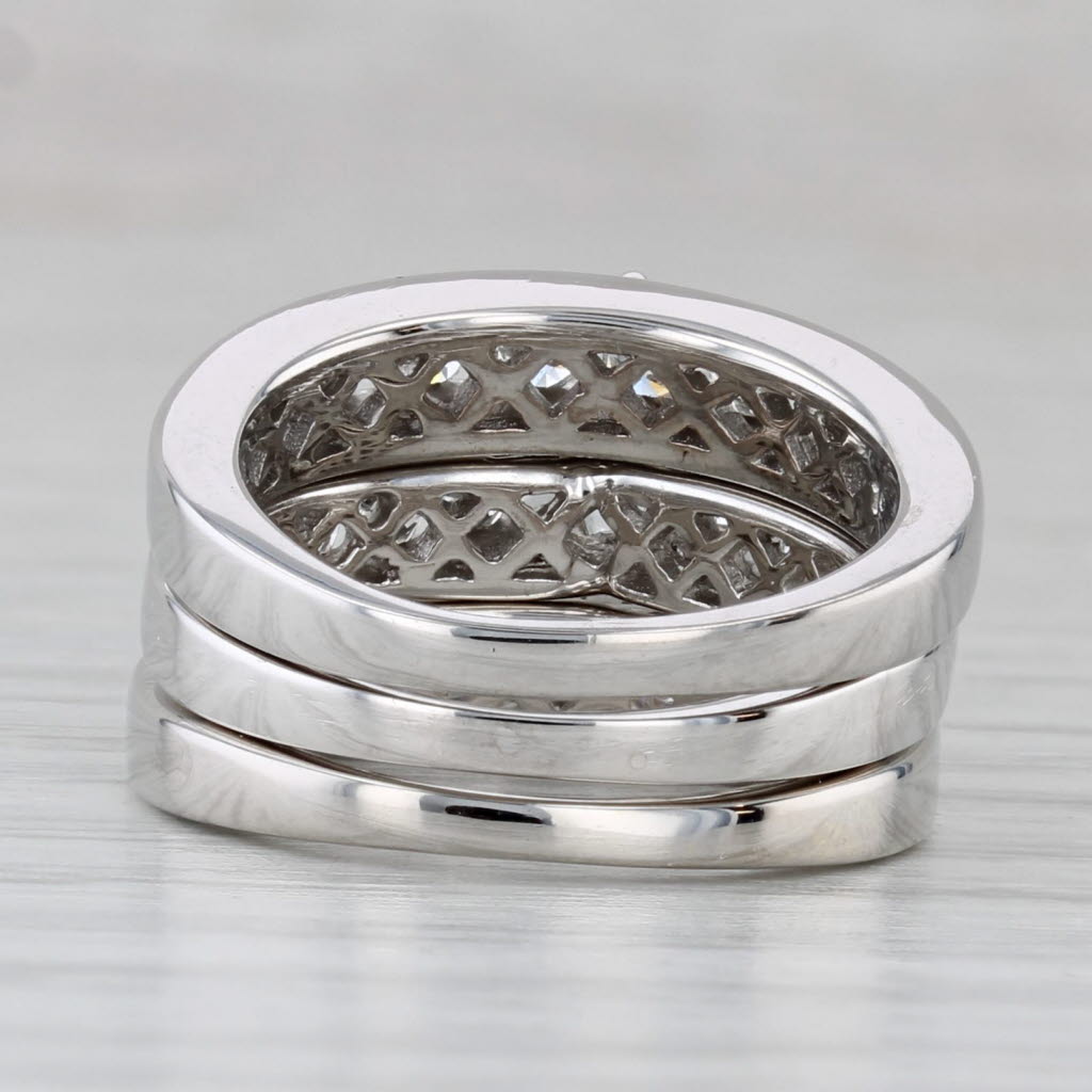 Gray 1.25ctw Engagement Ring Wedding Band 14k White Gold Bridal Set Size 4 3.5