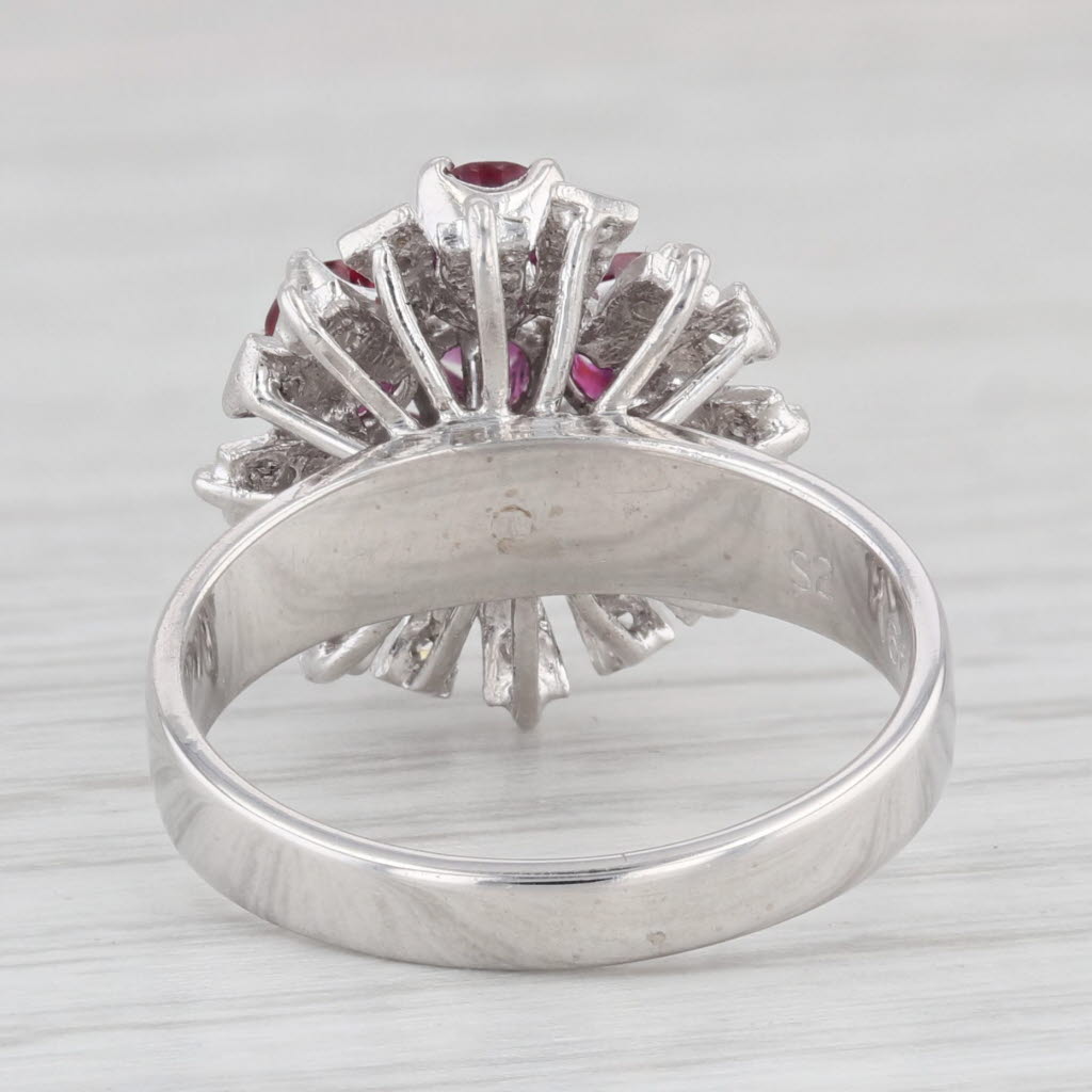 Light Gray 1.04ctw Ruby Diamond Cluster Ring Gold Palladium Silver Size 6.5
