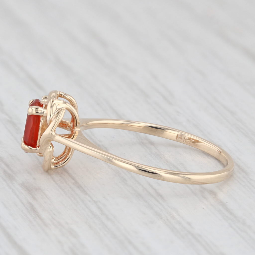 Light Gray Fire Opal Diamond Accent 14K Yellow Gold Ring Size 5.5