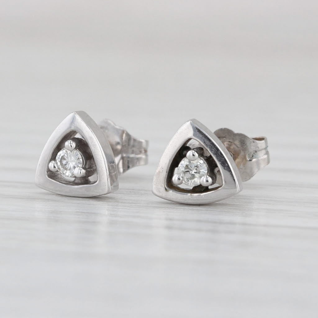 Diamond Stud Earrings 14k White Gold Round Solitaire Studs