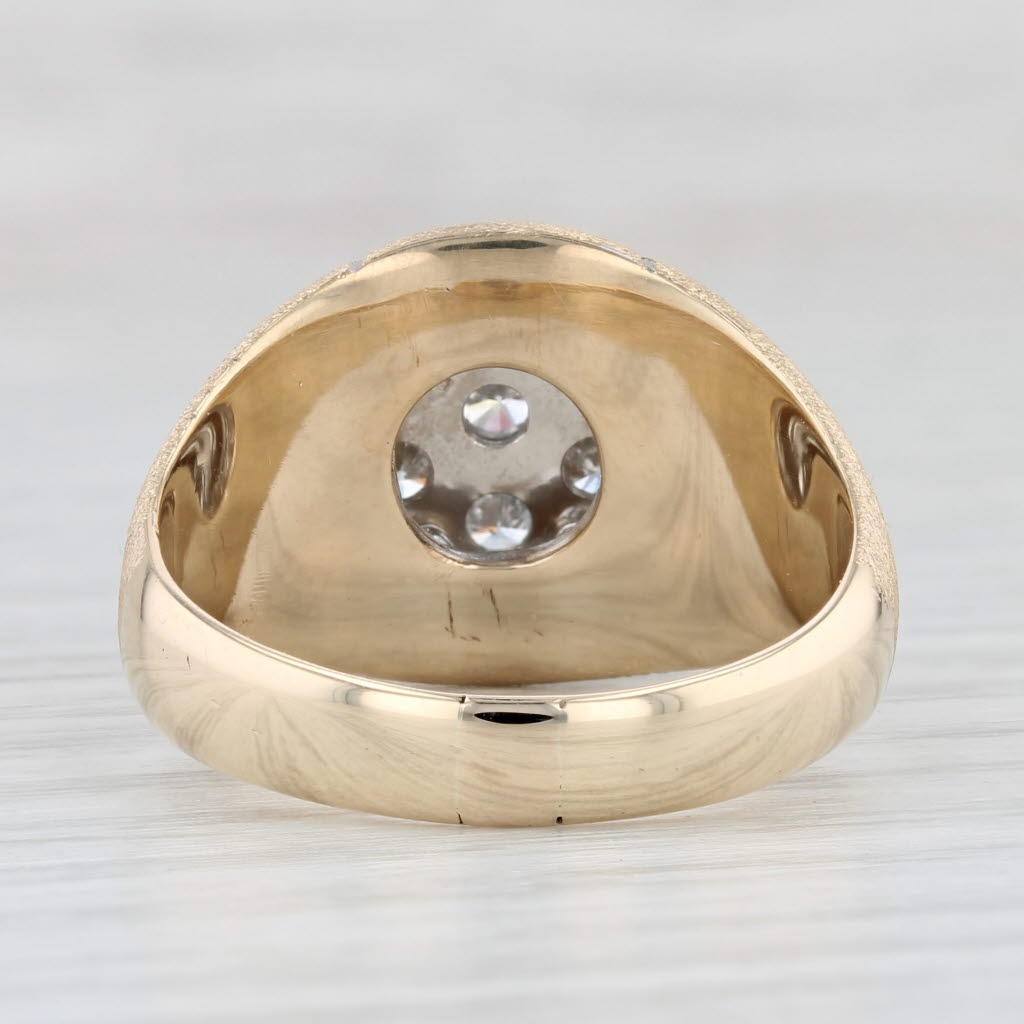 Light Gray Vintage 1.05 Diamond Cluster Belcher Ring 14k Gold Size 10.75 Men's