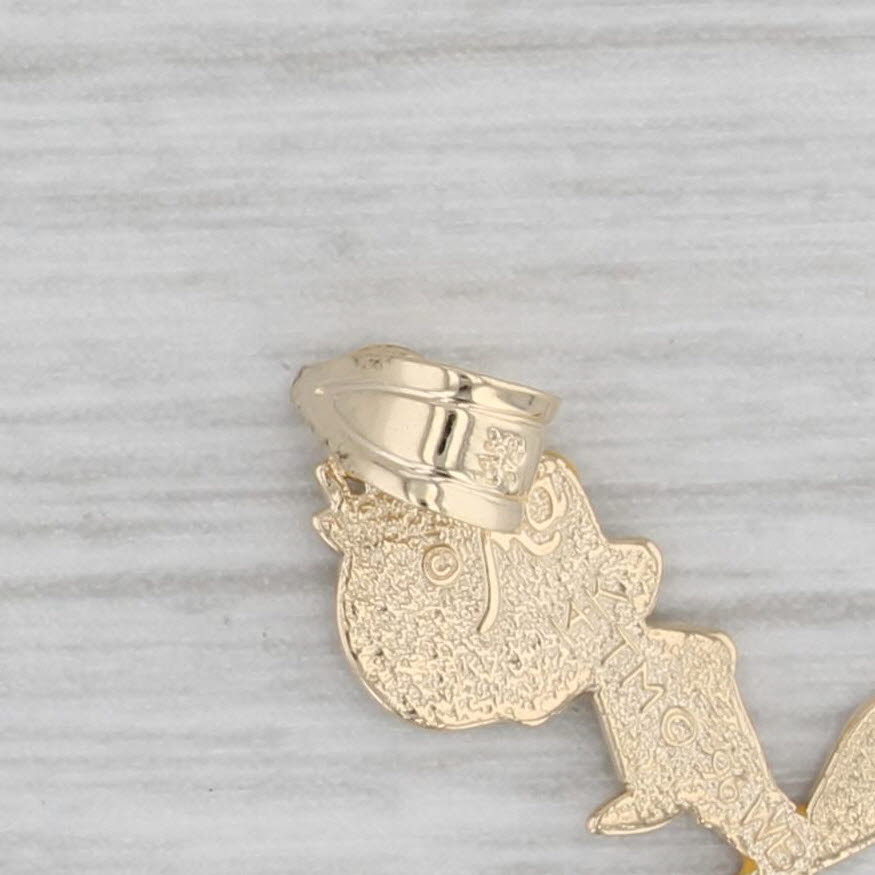 Gray Tweety Bird Pendant 14k Yellow Gold Enamel Warner Brothers Cartoon Collectible